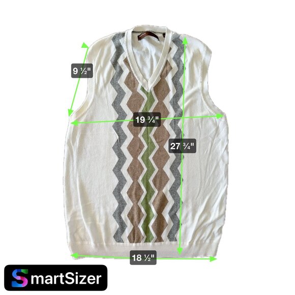 2/$18 SALE! Perry Ellis Sweater Vest Mens M Zigzag Pattern Preppy Golf V Neck - Picture 2 of 7